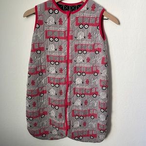 Kickee bamboo quilted fire truck sleep sack size 6-18 months